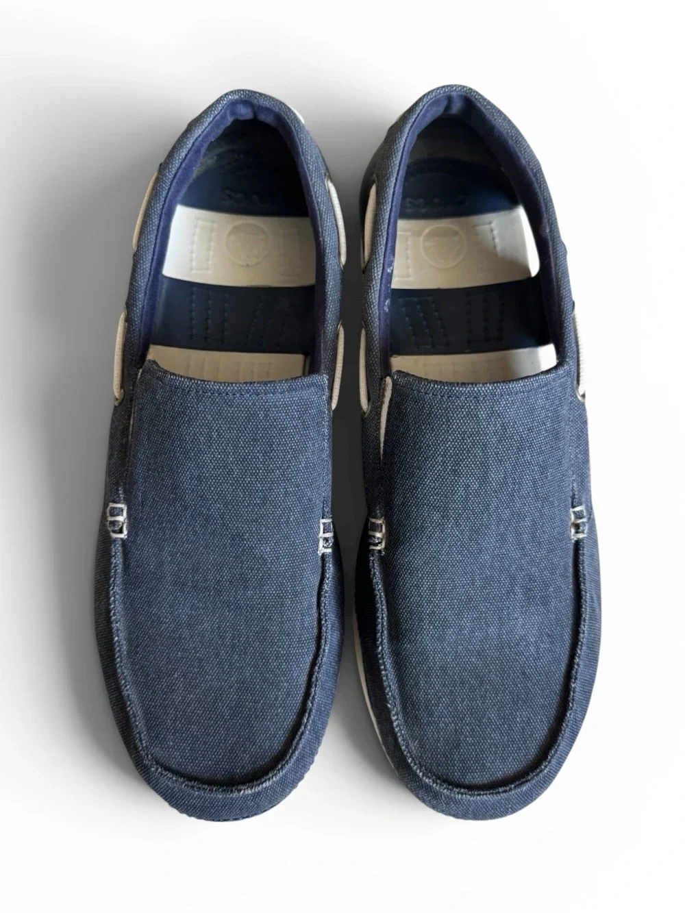 Crocs Santa Cruz Canvas Loafers Slip On Boat Shoes Navy Men’s 13